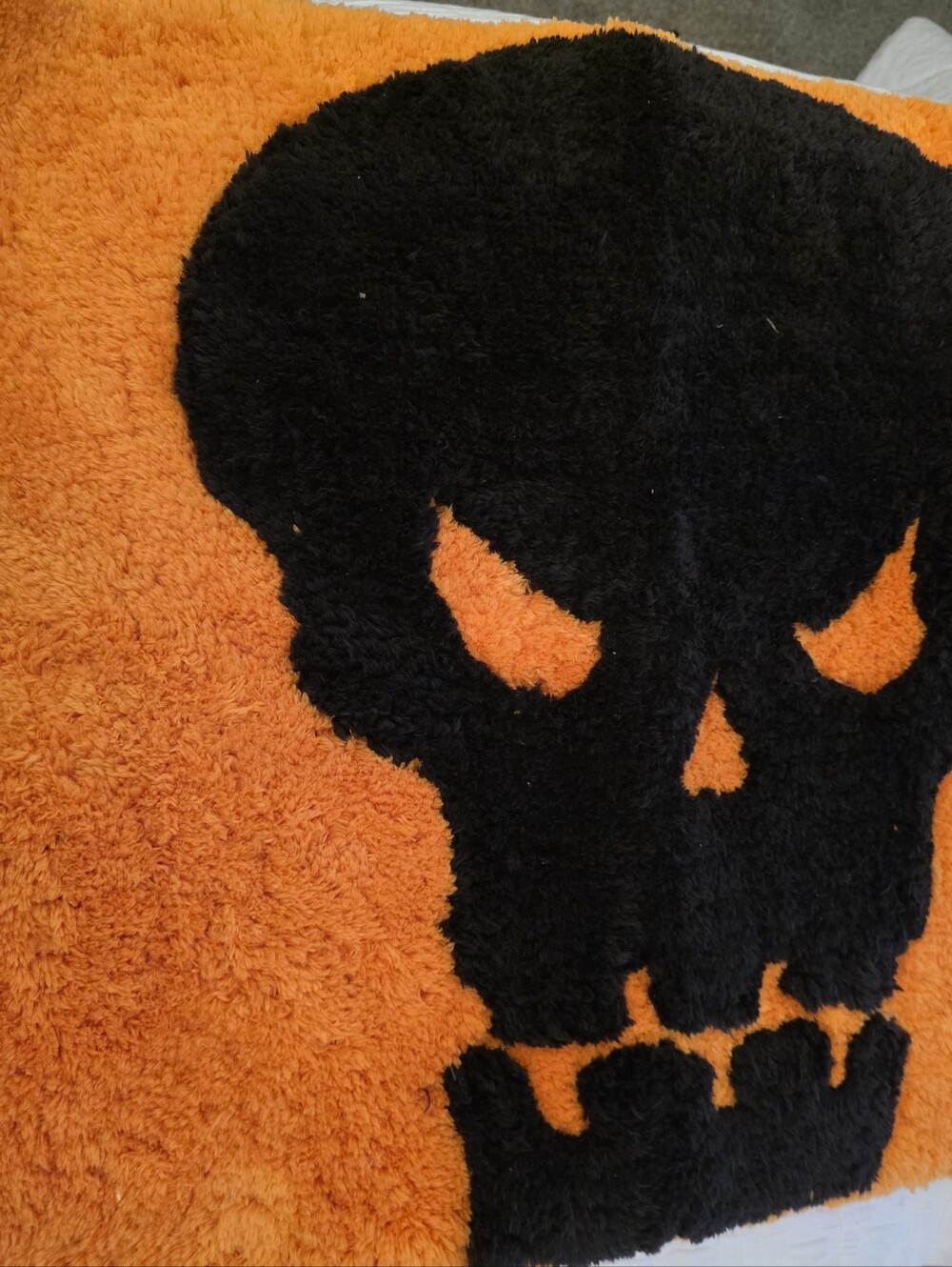 Skeleton Plush Orange and Black Bath Rug 21x32